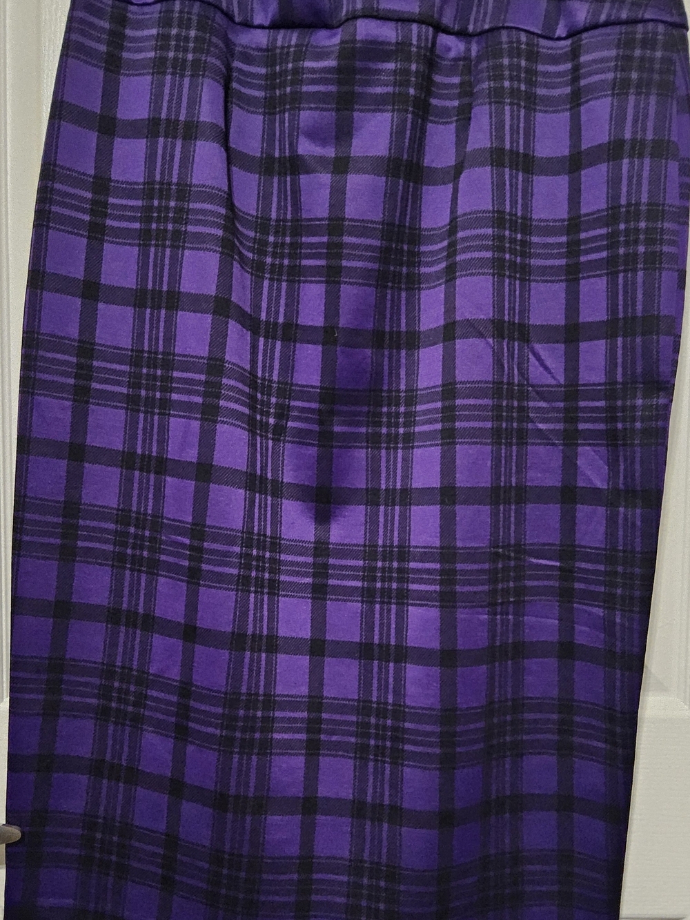 NWOT Ashley Stewart Purple & Black Plaid Pencil Skirt - Picture 4 of 8
